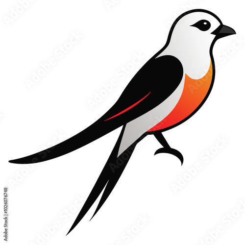 Solid color Scissor-tailed Flycatcher animal vector design