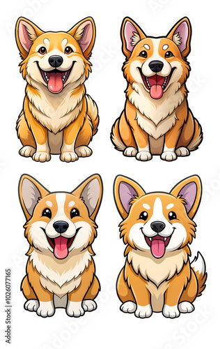 Set of happy dogs sticker