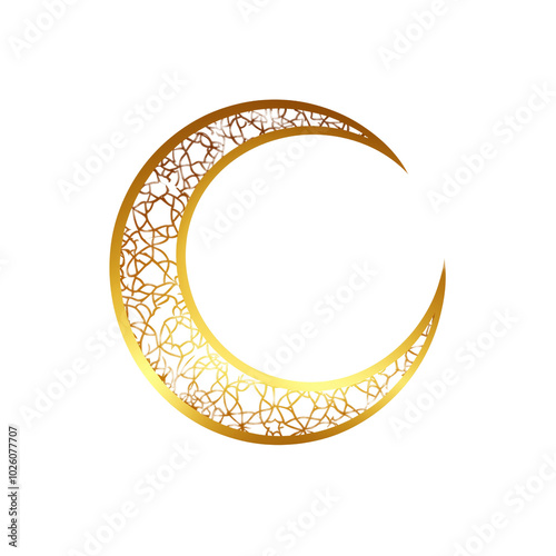 Ramadan eid decorative crescent moon isolated on white background photo