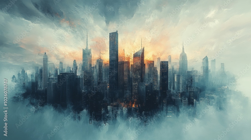 Fototapeta premium Futuristic Skyline Abstract
