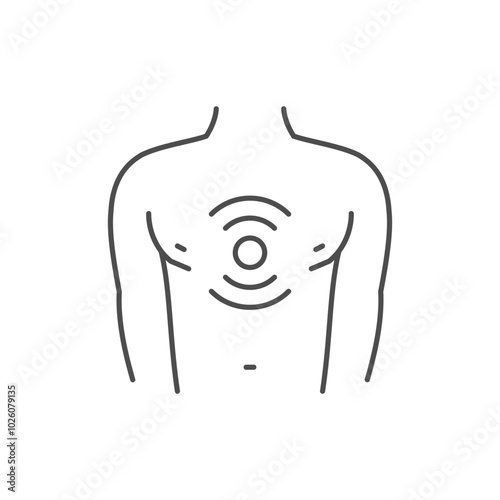 Chest pain line outline icon