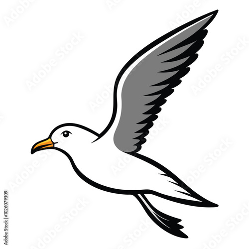 Solid color Seagull animal vector design