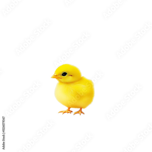 Fluffy yellow chick on a transparent background.