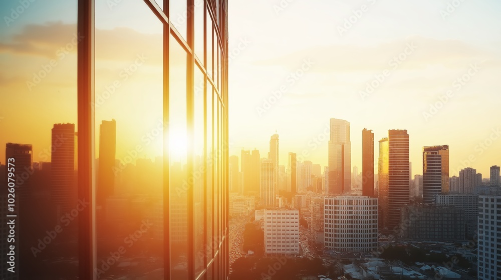 Breathtaking City Skyline at Sunset with Vibrant Colors Reflecting Off Modern Glass Windows of Skyscrapers Breathtaking City Skyline at Sunset with Vibrant Colors Reflecting Off Modern Glass Windows of Skyscrapers
