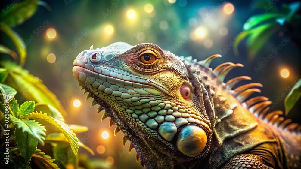 Sleeping Iguana Close-Up in Zoo Terrarium - Captivating Portrait Photography of Exotic Reptiles Sleeping Iguana Close-Up in Zoo Terrarium - Captivating Portrait Photography of Exotic Reptiles
