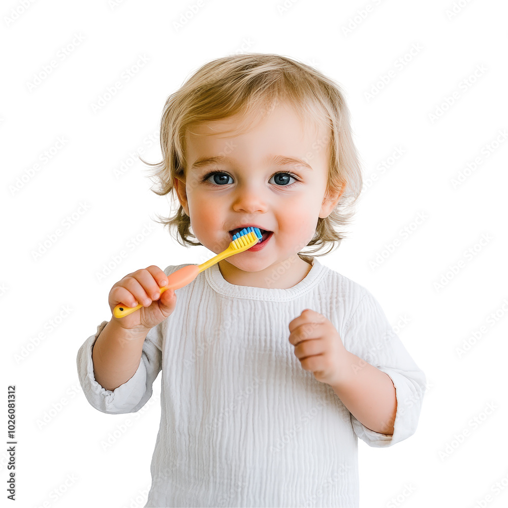 Toddler Brushing Teeth with Colorful Toothbrush Toddler Brushing Teeth with Colorful Toothbrush