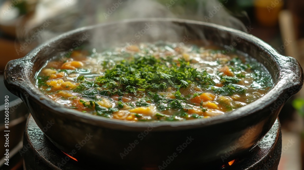 Hearty Vegetable Soup in Clay Pot Hearty Vegetable Soup in Clay Pot