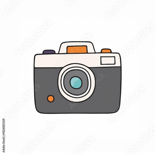 illustration of a camera hand drawn isolated on white