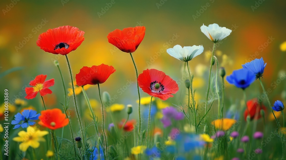Obraz premium Vibrant Flower Field with Colorful Blossoms