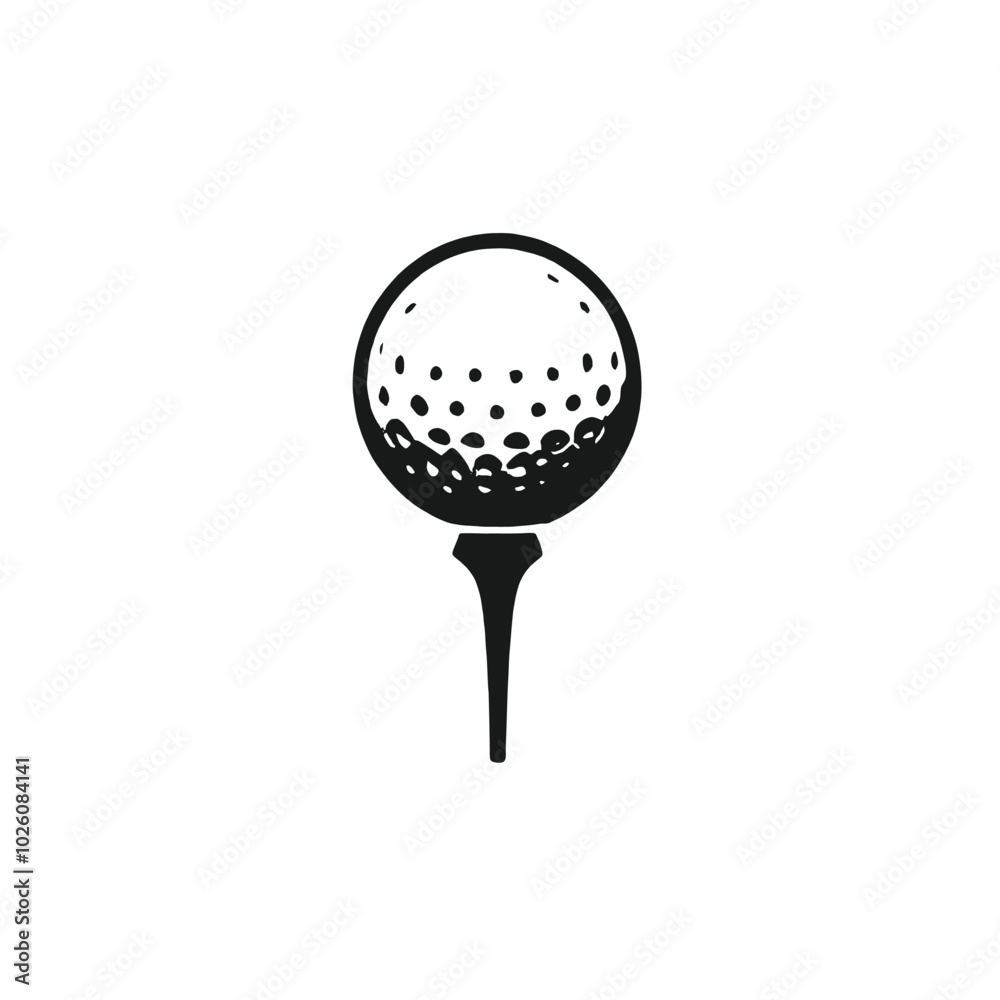 Golf ball on tee, vector silhouette Golf ball on tee, vector silhouette