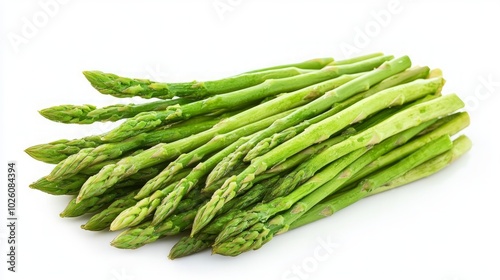 A bunch of fresh green asparagus spears isolated on white background.