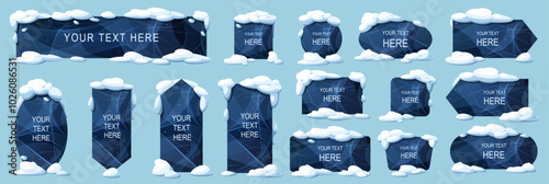 Set of snow caps of different sizes and shapes