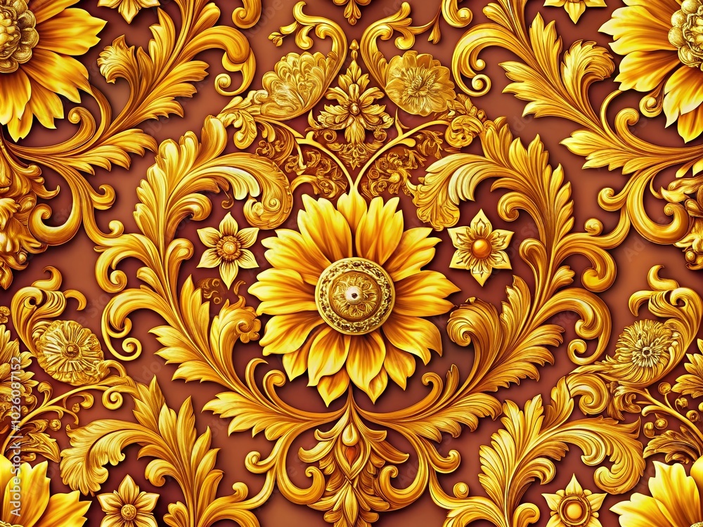 Elegant Arabesque Golden Floral Seamless Pattern for Fashion Design Elegant Arabesque Golden Floral Seamless Pattern for Fashion Design