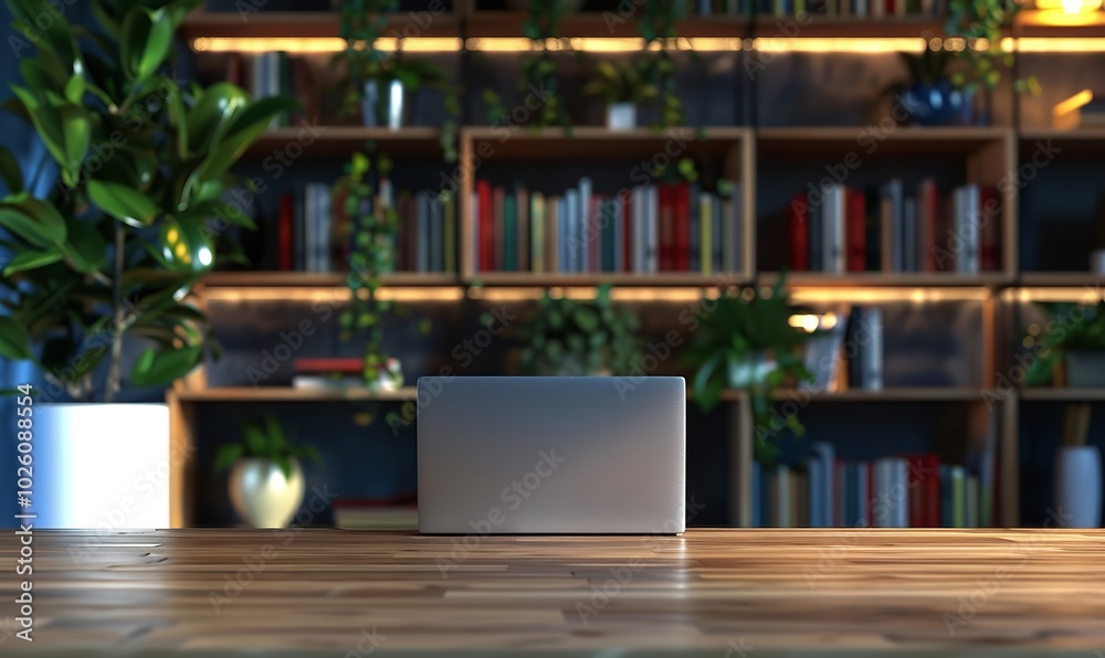 A library desk adorned with books and a laptop, symbolizing the fuzzy backdrop of education technology and e-learning, Generative AI. A library desk adorned with books and a laptop, symbolizing the fuzzy backdrop of education technology and e-learning, Generative AI.