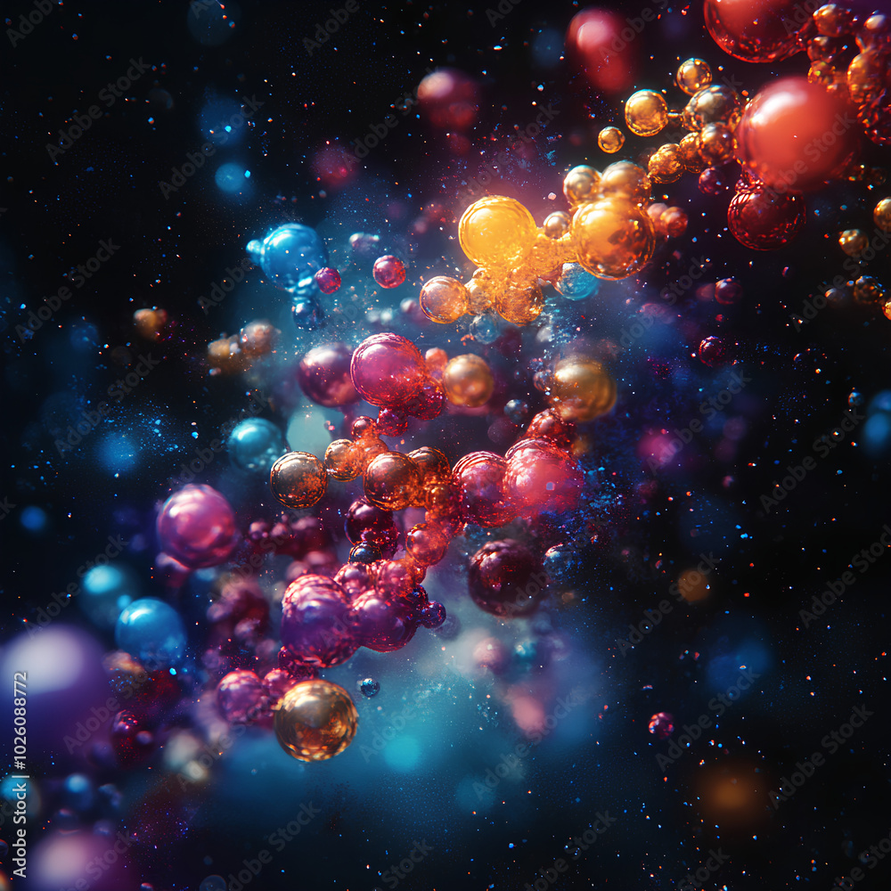 Abstract Colorful Spheres Floating In Space Abstract Colorful Spheres Floating In Space