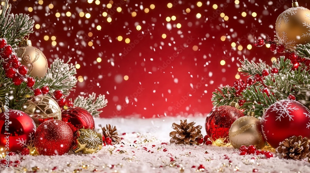 Christmas background. Festive New Year and Christmas composition design Christmas background. Festive New Year and Christmas composition design