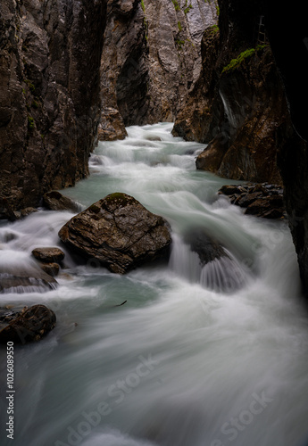 long exposure impression of Rosenlaui glacier gorge in Meiringen, Switzerland photo