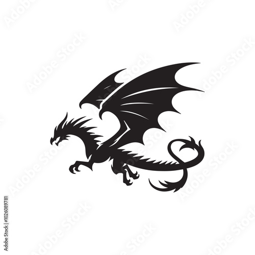 Dragon silhouette vector black color LOGO icon.