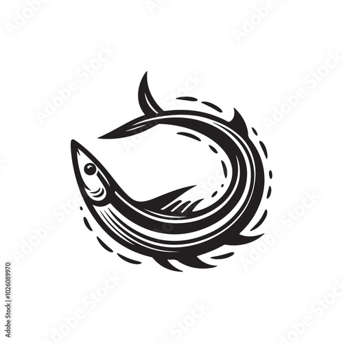 Anchovy FISH silhouette vector black color  icon.