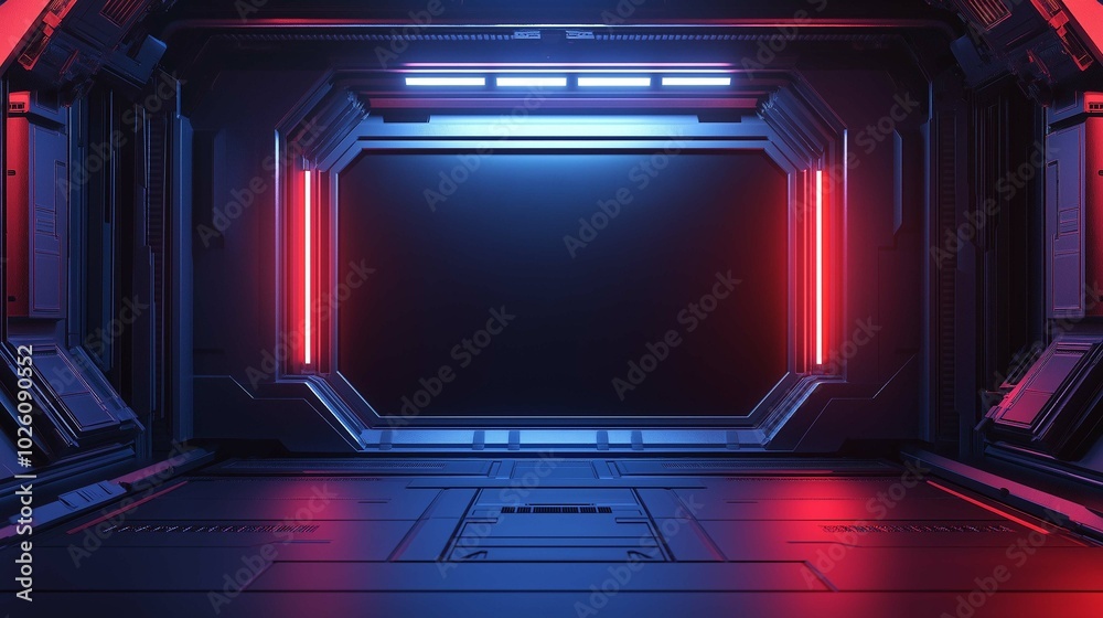 Obraz premium Futuristic 3D Rendering of Sci-Fi Background Scene