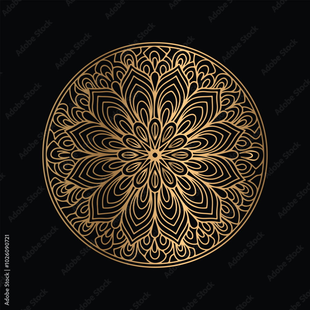 Gradient golden color line art mandala design Gradient golden color line art mandala design