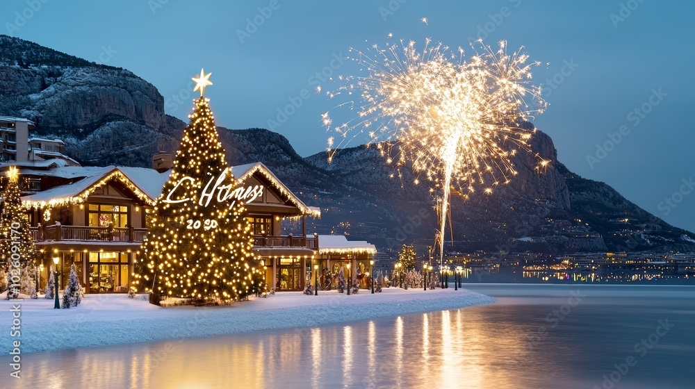 Christmas background. Festive New Year and Christmas composition design