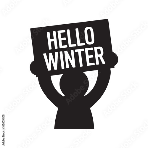 Hello winter typography silhouette t-shirt template.