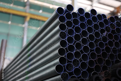 steel pipe product group square pipe Construction steel products such as black steel pipes, image ideas, examples of steel products.metal warehouse industry,  photo