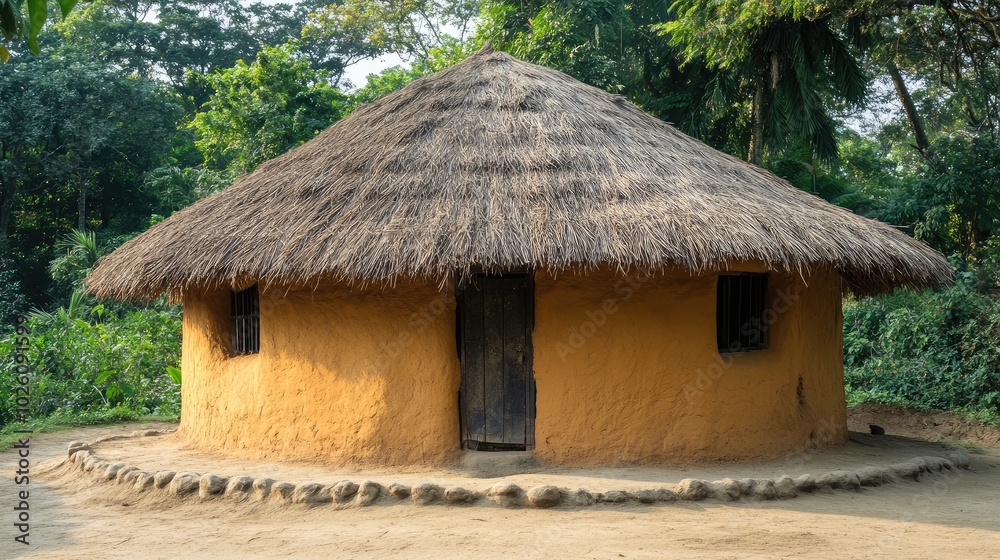 Traditional Thatched Roof House in Nature Traditional Thatched Roof House in Nature