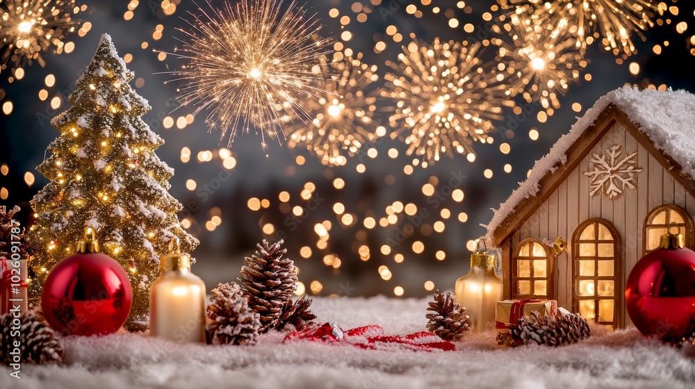 Christmas background. Festive New Year and Christmas composition design