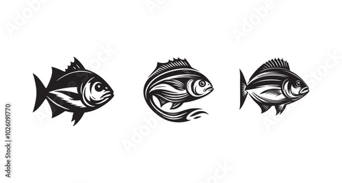 Simple silhouette Dorado fish vector black color SET