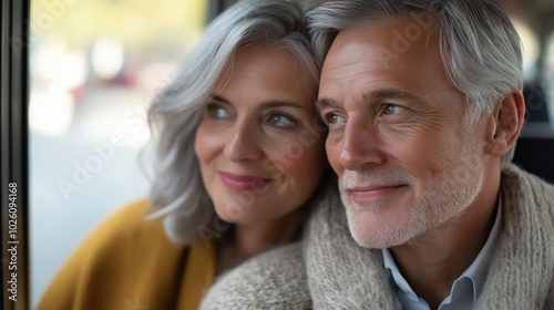 A close-up portrait of an elderly couple