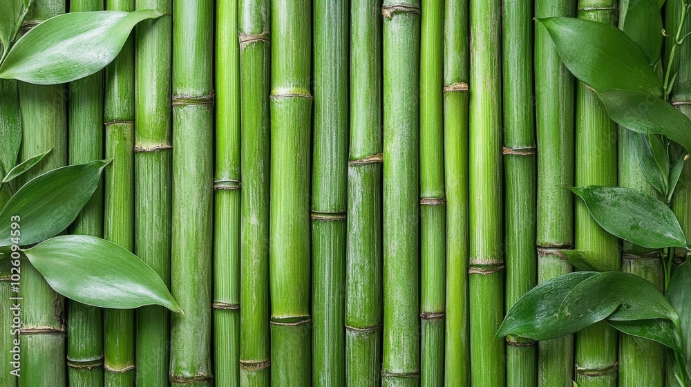 Fototapeta premium Bamboo Leaves and Stalks Background