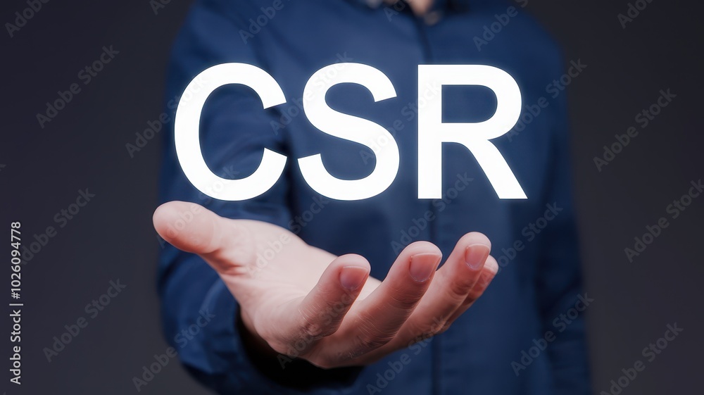 Corporate Social Responsibility CSR Business Strategy Icon and Hand Gesture in Presentation Concept Metaphor for Business Ethics Sustainability Community Engagement and Public Relations Management Corporate Social Responsibility CSR Business Strategy Icon and Hand Gesture in Presentation Concept Metaphor for Business Ethics Sustainability Community Engagement and Public Relations Management