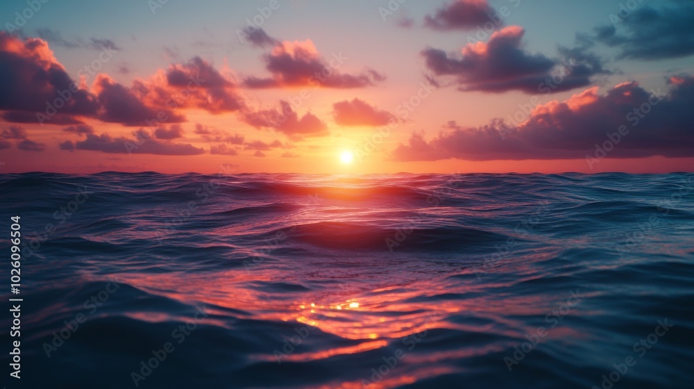 Sunset Over Ocean Waves Sunset Over Ocean Waves