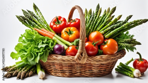 A vibrant basket filled with fresh vegetables, showcasing a colorful assortment for healthy meals.