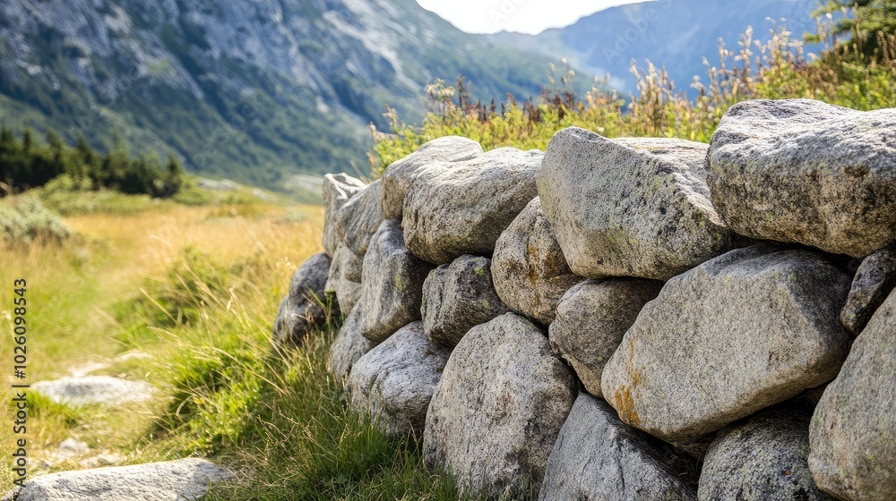 Scenic Stone Wall in Mountain Landscape Scenic Stone Wall in Mountain Landscape