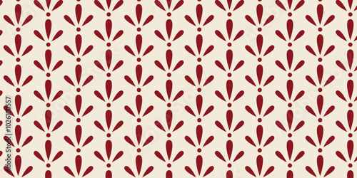 Simple grass pattern seamless pattern in dark red with light brown background