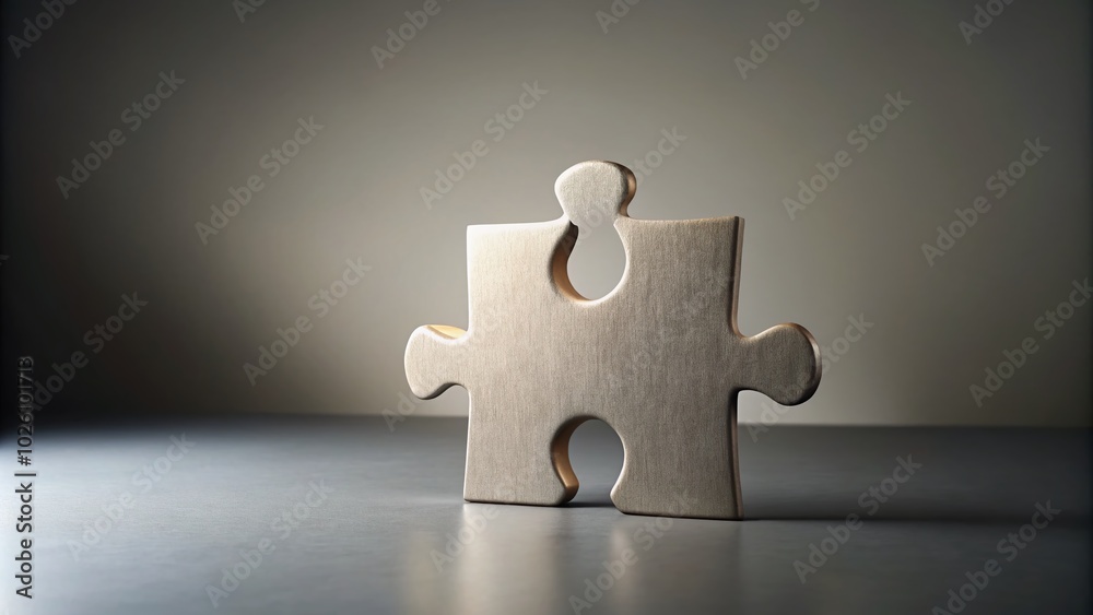 Gray Background Puzzle Piece with Copy Space for Creative Concepts and Ideas
