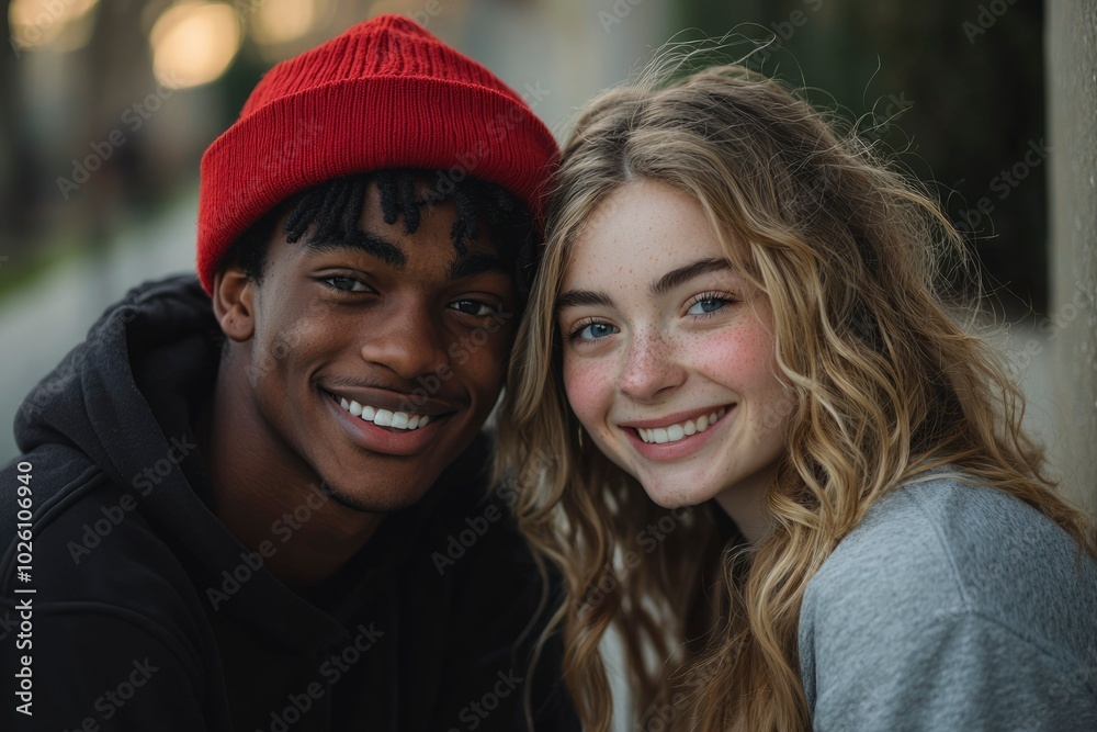 Close-up Portrait of a Smiling Interracial Couple Close-up Portrait of a Smiling Interracial Couple