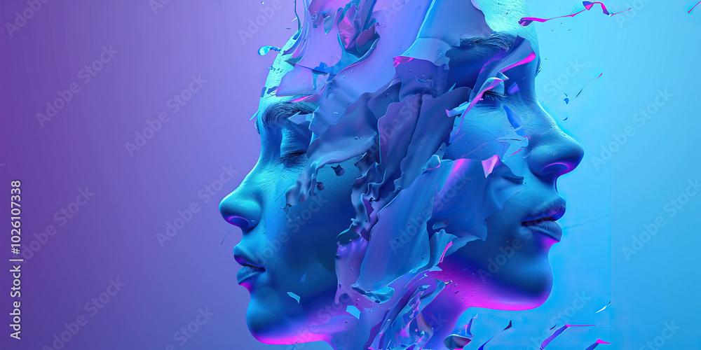 Dependent Personality Disorder in Fragile Abstract Forms and Patterns - Blue and Purple Abstract Background