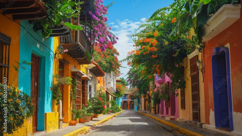 Fototapeta premium Vibrant Streets of Cartagena in Colombia