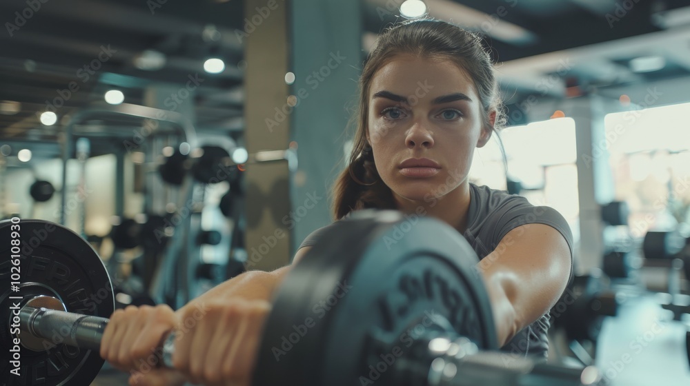 A close-up of a determined woman's hands gripping dumbbells during a challenging gym class, muscles defined and engaged A close-up of a determined woman's hands gripping dumbbells during a challenging gym class, muscles defined and engaged