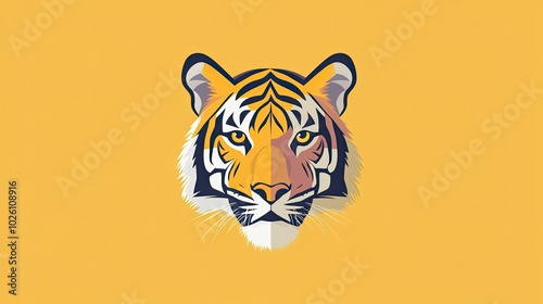 A minimalist tiger icon, focusing on the tiger eyes and stripes in a simple, elegant design.