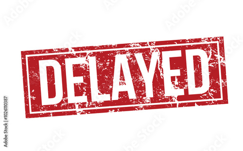 delayed - red rubber stamp with grunge effect