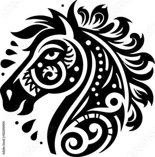 Horse Face silhouette Icon Logo Mexican style  photo