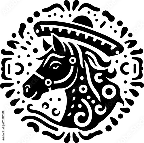 Horse Face silhouette Icon Logo Mexican style  photo