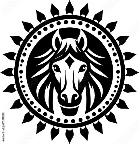 Horse Face silhouette Icon Logo Mexican style  photo