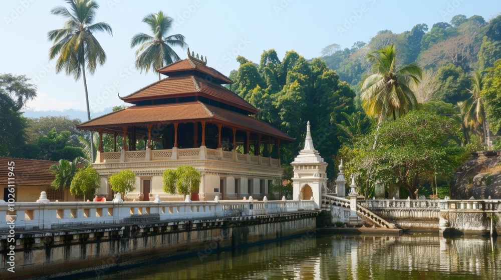 Naklejka premium Beautiful Architecture of Temple of the Tooth in Kandy