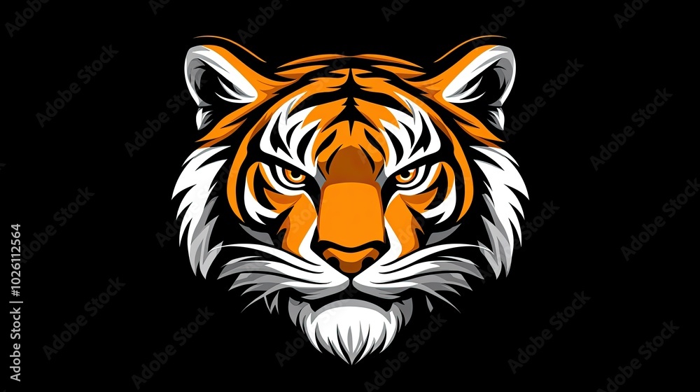 A sleek tiger head icon, with detailed fur and fierce eyes, perfect for branding or sports logos. A sleek tiger head icon, with detailed fur and fierce eyes, perfect for branding or sports logos.